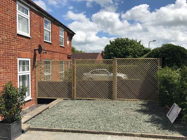 Trellis fencing at a house in Thame